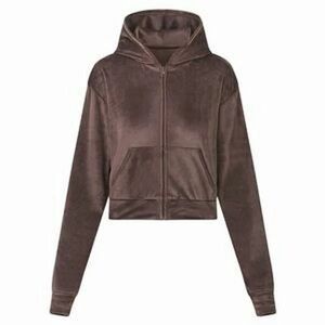 SKIMS velour brown zip up hoodie sold out on skims Size XXS